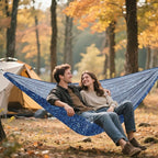 Dark Blue Leaves Hammocks Cloth Hammock for Camping Travel Accessories