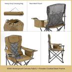 ARROWHEAD OUTDOOR Deluxe Folding Camp Chair – 550lb Capacity Heavy-Duty Quad Chair with Integrated Cooler, Headrest, and Dual Cup Holders.