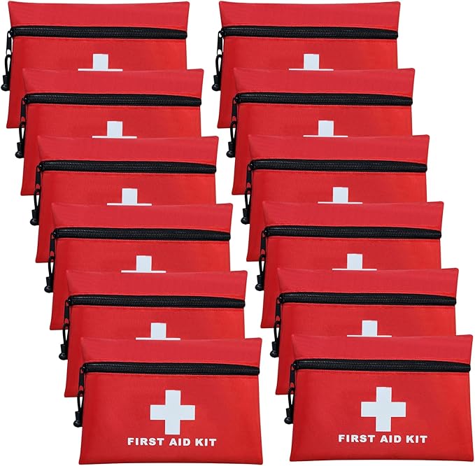 AOUTACC 12pcs Mini First Aid Kit Empty Pouch Bag with Zippered for Emergency at Home, Office, Car, Outdoors, Boat, Camping, Hiking
