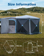 JOYTUTUS Dual-Use Pop up SUV Tents for Camping, 10x10.5 Ft Big Space 2 Rooms Car Tent, SUV Tailgate Tent for Family Camping, 5 Sides Canopy, Portable Carry Bag