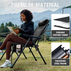 Portal Reclining Camping Chair with Adjustable Back Folding Camp Recliner for Adults Portable High Back Oversized, 350LBS (Black)