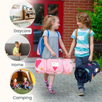 Toddler Nap Mat with Pillow and Minky Blanket, Large 55"x35" Sleeping Bag, Washable, Lightweight, Easy to Roll, Perfect for Preschool, Daycare, Kindergarten, Travel, Boys and Girls(Space)