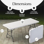 10 Pack of 6 Feet Foldable Table with Built in Handle & Steel Legs | Heavy Duty Portable | Perfect for Party, Dining, Wedding, Events, Picnic Indoor, Outdoor, Camping, Utility, Temporary