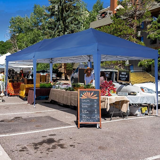 COBIZI 10x20 FT Pop up Canopy Tent with Sidewalls, Party Tents for Parties, Carpas para Fiestas, Easy Set Large Outdoor Popup Patio Gazebo for Backyard,Weddings,Vendor,Commercial Event,Blue (Upgrade)