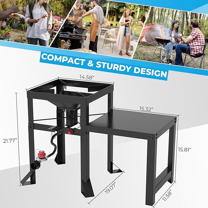 Propane Gas Burners – Single & Double Burner Outdoor Stoves for Camping & BBQ (130,000BTU Dual Jet Burner)