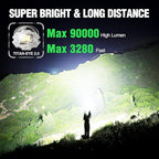 WdtPro Rechargeable LED Flashlights High Lumens, Super Bright 90000LM Rechargeable Flashlight with LCD Display, 5 Modes & Waterproof Powerful 10000mAh 30H Flashlight for Camping Emergency Green