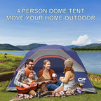 Tents for Camping 4 Person Tent Waterproof Windproof Double Layer Camping Tent, Easy Setup Dome Tent with Large Mesh Windows & Wider Door for Outdoor Camping & Hiking