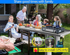 Propane Stove 2 Burner Gas Stove Auto Ignition 26000 BTU Tempered Glass Propane Burner LPG with CSA Hose for Outdoor Cooking, Emergency