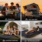 SUV Air Mattress, Double-Sided Thick Flocked Car Air Mattress with Built-in Pump & Pillow, Complete Sleeping Accessories for Auto Camping & Road Trips（Blue Black）