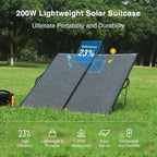 ACOPOWER 200W Mono Lightweight Portable Solar Panel Kit, 200 Watt Solar Suitcase, Waterproof 20A 12V LCD Charge Controller for Camping , RV, Black