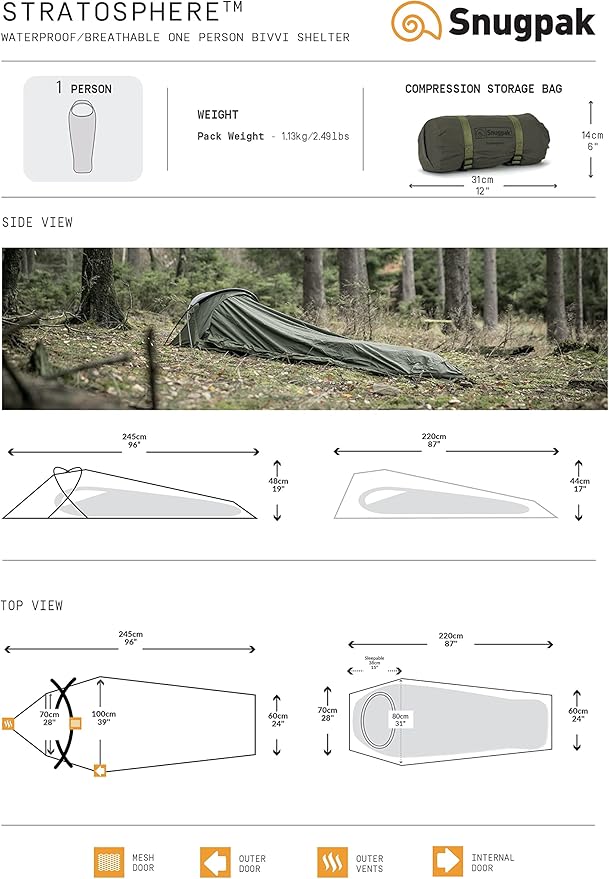 Snugpak | Stratosphere | Shelter | 1 Person | 5000mm 100% Waterproof Outer