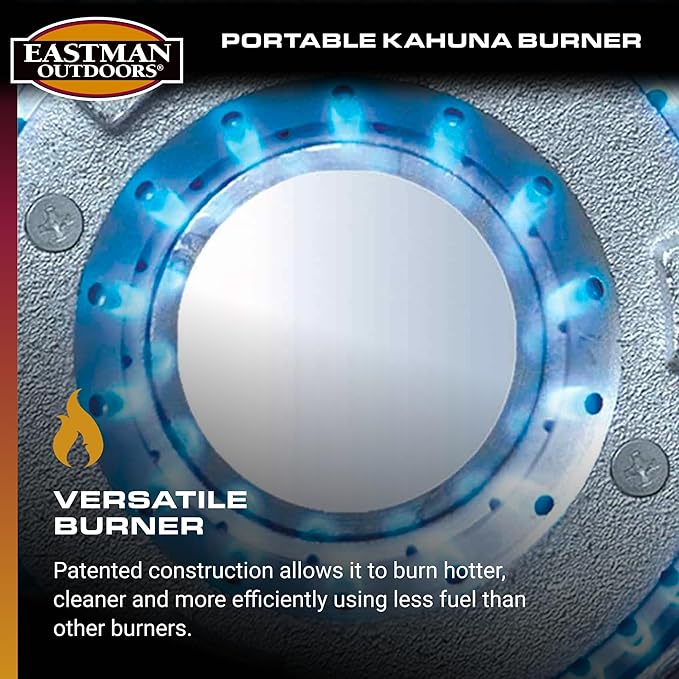 Eastman Outdoors 90411 Portable Kahuna Burner with XL Pot and Wok Brackets with Adjustable and Removable Legs, Black, Pack of 1