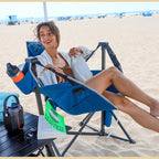 Arrowhead Outdoor Folding Hammock Camp Chair with Detachable Footrest, Stabilized Feet, Padded Headrest and Seat, Large Cup Holders, 300 LBS Weight Capacity, for Camping, Beach, Tailgating