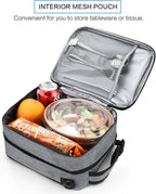 Tirrinia Expandable Insulated Lunch Bag for Men Women – Leakproof Reusable Cooler LunchBox for Kids & Adults with Shoulder Strap, Perfect for Work, School, Office, Travel,Dark Grey