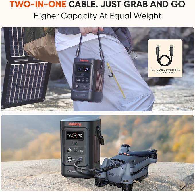 Jackery Explorer 240D Power Bank, 256Wh LiFePO4 Battery Portable Power Station, 200W DC Output with 40Wmini Solar Panel