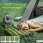 Honesorn Portable Rechargeable Fan 20000mAh, Camping Fan with LED Light & Remote, USB C Cordless Battery Powered, 4 Speeds Timer Hanging Hook for Travel Tent Outdoor Essentials - Green