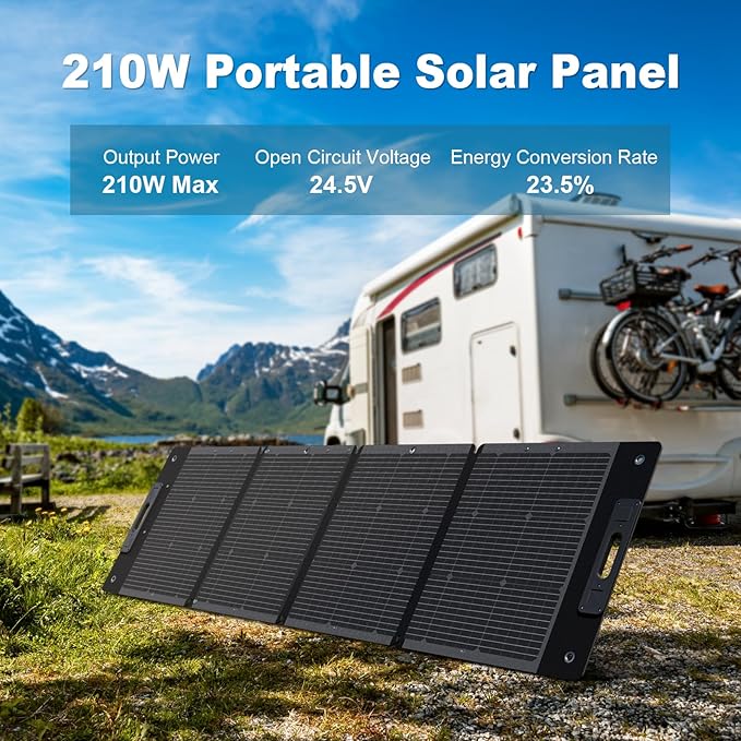 210W Portable Solar Panel, Waterproof Foldable Solar Panel Power Backup, Solar Charger for Power Station RV Camping Off Grid