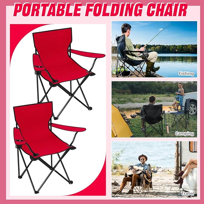 Huwena 10 Pack Folding Camping Chairs Bulk with Cupholder Carry Bags Lightweight Beach Chairs Collapsible Portable Outdoor Lawn Chair for Picnic, Camp, Outside