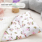 Bunnikins & Clover Toddler Nap Mat with Removable Pillow, Nap Mats for Preschool, Easy Clean Toddler Nap Pad for Kindergarten, Kids Sleeping Bag for Travel Camping