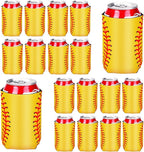 18 Pack Softball Can Cooler Sleeves Beer Drink Can Bottle Cooler Sleeves Cooler Collapsible for Softball Party Birthday Themed Party Decorations Supplies Favors