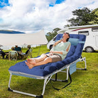 LILYPELLE Folding Chaise Lounge Chair with Mattress, 5 Position Beach Chairs with Face Hole, Patio Chaise Lounge Chair for Outside, Sunbathing, Camping, Pool, Beach, Poolside