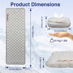Ultralight Sleeping Pad 28oz, 7.2 R Insulated Inflatable Sleeping Pad, Lightweight Sleeping Mat for Camping, Hiking, Backpacking, Climbing with Inflatable Bag, Regular (70.9 × 23.6in)