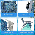 Goplus Beach Chair, Folding Backpack Beach Chairs for Adults with 5 Positions, Head Pillow, Cooler Bag, Towel Bar, Cup Holders, Sunbath Sling Tanning Lounge, Foldable Layout Camping Chairs