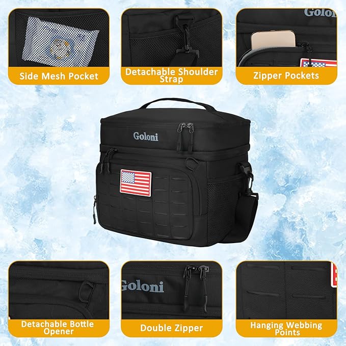 Portable Insulated Cooler Bag, Leakproof Soft-Sided Lunch Bag,8mm Insulation Keeps Cool 16+ for Camping, Beach, Picnics