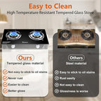 Gas Stove 2 Burner Propane Stove Two Burner Gas Cooktop, Tempered Glass Auto Ignition LPG Cooker, Suitable for Outdoor/Camping/RVs