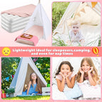 Windyun 4 Sets Kids Air Mattress Bulk with Fitted Sheet,Toddler Inflatable Bed 63 x 27 x 8 Inches Blow up Airbed Camping Sleeping Pad for Aged 3-10 Years Old Birthdays Slumber Sleepover Party (Pink)