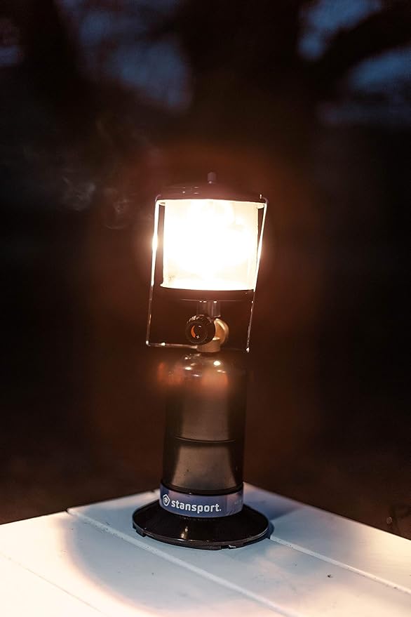 Stansport Propane Mantel Lantern – Outdoor Light with Adjustable Brightness, Carry Handle, Ventilated Hood, High-Output, Portable, for Emergency, Backpacking, Camping – Mantels Included