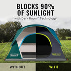 Coleman 4/6/8/10 Person Skydome Dark Room Tent with Rainfly, 5 Minute Setup, Blocks 90% of Sunlight, 20% More Headroom Than Traditional Tents