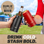 DUALIE Lower Deckie - Insulated 12 oz Can Cooler with Pouch Container - Universal Drink Holder with Built-in Pouch Bin - Choose Your Color