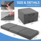 HOMBYS 5-Zone Memory Foam Tri-fold Mattress, 4 Inch Single Size Foldable Mattress with Washable Cover, Portable Floor Mat Bed with Elastic Band for Storage, Cot Pad for RV, Camping, Travel and Guest