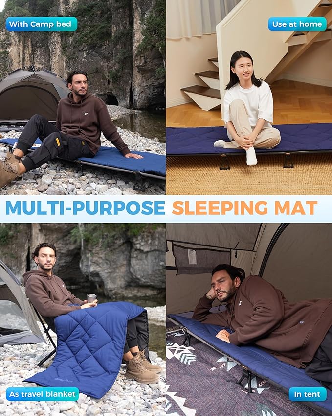 KingCamp Cot Mattress Pad, Portable Lightweight Cot Mattress, Non-Slip Camping Mat Soft Comfortable Non-Slip Cot Pad for Camp, RV Bunk