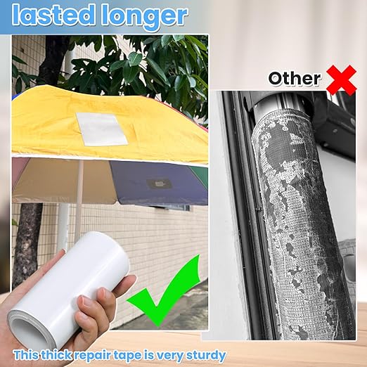 Waterproof Repair Tape for Fabric, Plastic, Awning, RV Underbelly, Tarp, Tent, Sail and Boat Cover Outdoor Repair Patch, Heavy Duty,5 Inch x 10FT White