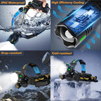 12 Modes 210000 Lux Headlamp Motion Sensor Red Warning Zoomable Energy Saving, More Than 30Dys Standby Head Lamp, IP65 Waterproof and 125° Angle for Camping Outdoor Hardhat