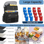 Lunch Box Cooler Bag - Insulated Tactical Lunchbox for Men - Large Lunch Pail Kit for Adults Work Outdoor Shifts Trips Black Camo 25L