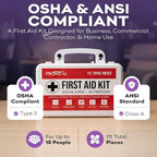 OSHA Compliant First Aid Kit - 10 Person, Type III, ANSI Class A, 111 Pieces for Business, Office, Home, Truck, Car & Construction Site - Wall Mountable | ProHeal