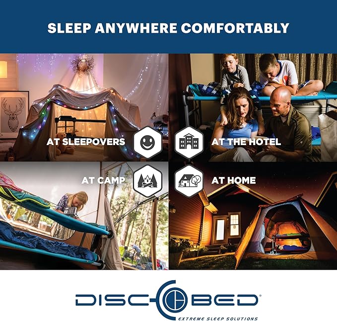 Disc-O-Bed Youth Double Cot Kid-O-Bunk, Modular for Bunk Beds, Dual Cots, or Bench with 2 Carry Bags for Portable Transport