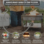 GasOne Stainless Steel Propane Burner Cooker With Regulator with Steel Braided Hose For Outdoor Cooking, Turkey Fry