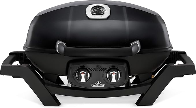 Napoleon TravelQ PRO285 Portable Natural Gas Grill, Black, 2 Burners, Tailgating, Camping, and Small Outdoor Spaces