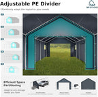 MFSTUDIO 13x24 Heavy Duty Carport, Outdoor Shades Portable Storage Shelter Garage with Rolled up Zipper Doors, Extra Large Car Canopy Tent with Roll-up Sidewalls for Boat Truck Party