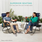Best Choice Products Set of 2 Adjustable Steel Mesh Zero Gravity Lounge Chair Recliners w/Pillows and Cup Holder Trays - Sage Green Striped