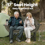 Double Camping Chair for Adults - Heavy Duty Folding Loveseat Support 700 lbs, 2 Person Padded Camping Couch Portable with Cup Holders & Storage Bag for Camping, Lawn, Sports, Green