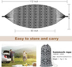 2 Person Hammock with Pillow,Indoor Hammocks with Portable Carry Bag Deluxe Macrame Fringe,Curved Spreader Bar,Side Pocket,Polycotton Fabric,Up to 450Lbs for Patio,Porch,Backyard,Beach,Outdoor
