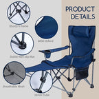 Folding Reclining Camping Chairs Footrest: 3 in 1 Portable Beach Lounge Chair Tanning Chairs with Backpack Lay Flat Lawn Chair Camping Furniture Camp Fishing Outdoor Carry Bag (Cloth Back, Grey)