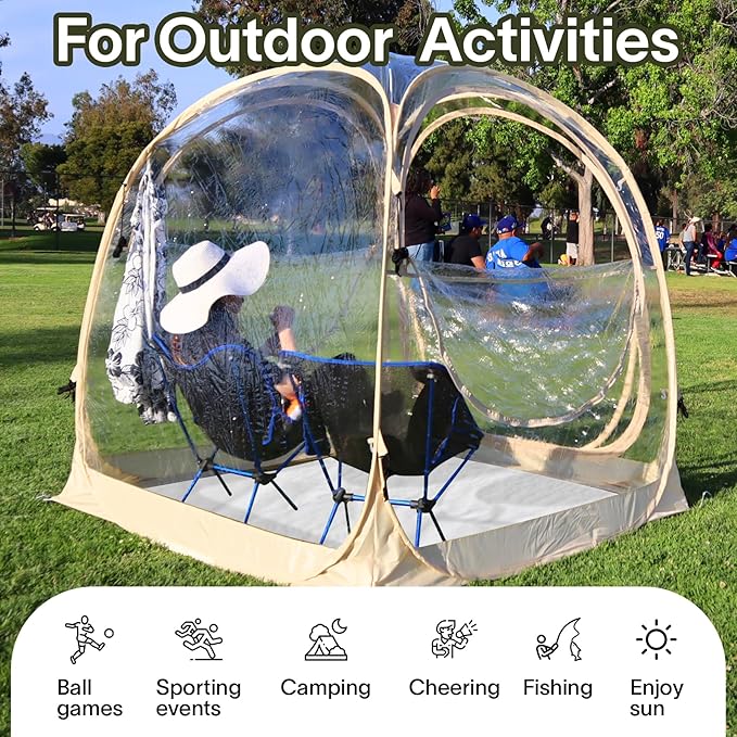 EighteenTek® Pod All Weather Sports Tent with Attached Floor, Instant Outdoor Bubble Tent, Rainproof Camping Sun Shelter for Sports Events Camping Fishing Cheering 1-4 Person
