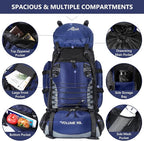 90L Hiking Backpack, Waterproof Camping Bag with Rain Cover, Lightweight Backpacking Back Pack