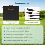 400W Portable Solar Panel, with 4-in-1 Connector and MC4 Output, IP65 Waterproof with Adjustable Stand, 400W Foldable Solar Panel for Power Station, RV, Off Grid Blackouts, 23% High Efficiency